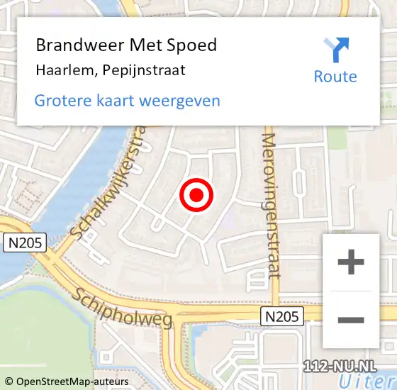 Locatie op kaart van de 112 melding: Brandweer Met Spoed Naar Haarlem, Pepijnstraat op 22 januari 2024 17:17