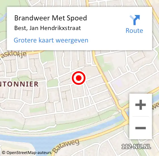 Locatie op kaart van de 112 melding: Brandweer Met Spoed Naar Best, Jan Hendrikxstraat op 22 januari 2024 17:25