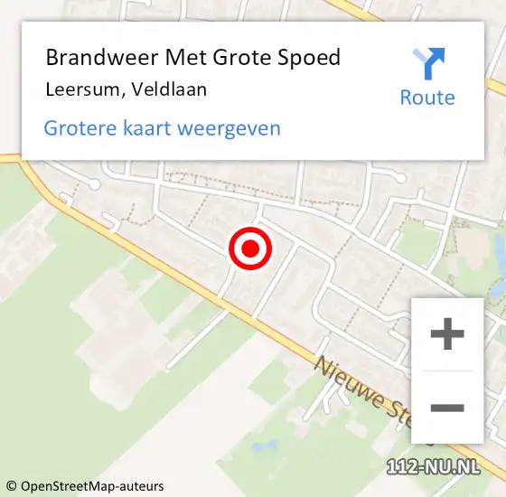 Locatie op kaart van de 112 melding: Brandweer Met Grote Spoed Naar Leersum, Veldlaan op 22 januari 2024 17:42