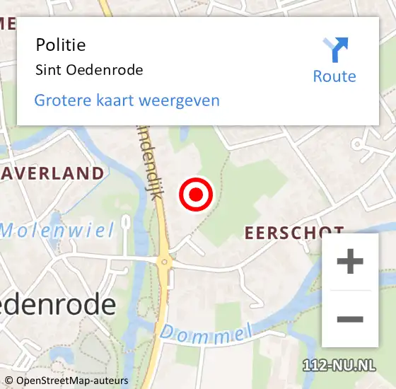 Locatie op kaart van de 112 melding: Politie Sint Oedenrode op 22 januari 2024 17:50