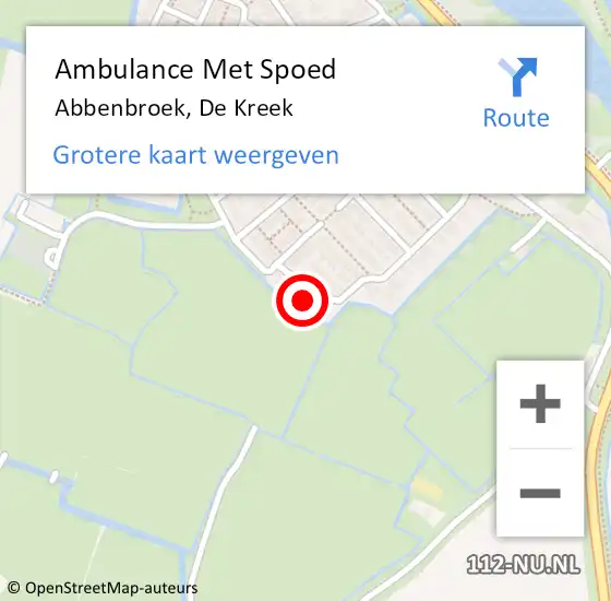 Locatie op kaart van de 112 melding: Ambulance Met Spoed Naar Abbenbroek, De Kreek op 22 januari 2024 17:58