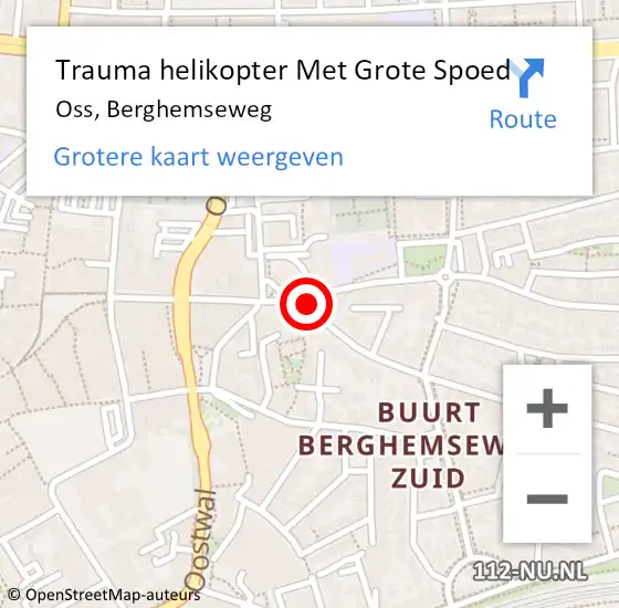 Locatie op kaart van de 112 melding: Trauma helikopter Met Grote Spoed Naar Oss, Berghemseweg op 22 januari 2024 18:02