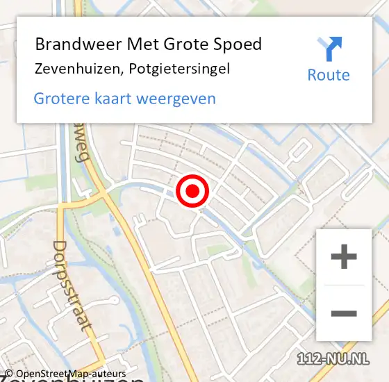 Locatie op kaart van de 112 melding: Brandweer Met Grote Spoed Naar Zevenhuizen, Potgietersingel op 22 januari 2024 18:04