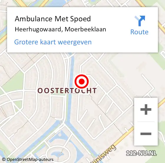 Locatie op kaart van de 112 melding: Ambulance Met Spoed Naar Heerhugowaard, Moerbeeklaan op 22 januari 2024 18:36