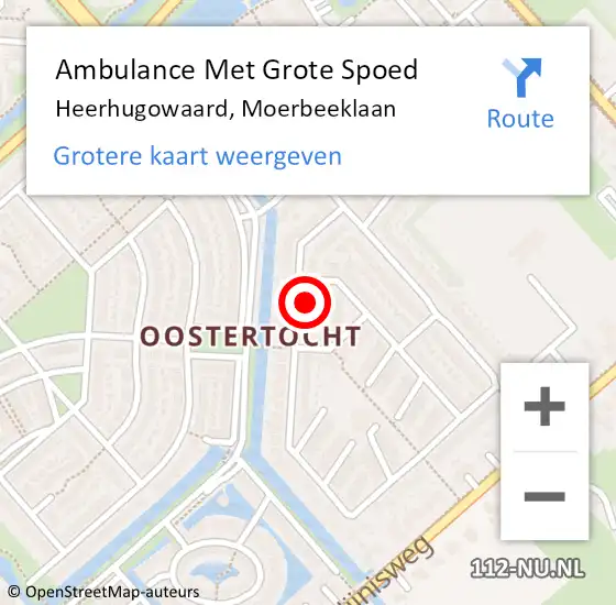 Locatie op kaart van de 112 melding: Ambulance Met Grote Spoed Naar Heerhugowaard, Moerbeeklaan op 22 januari 2024 18:39