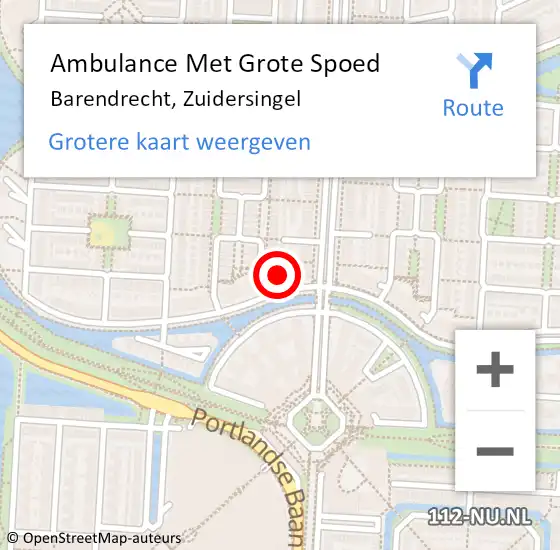 Locatie op kaart van de 112 melding: Ambulance Met Grote Spoed Naar Barendrecht, Zuidersingel op 22 januari 2024 19:10