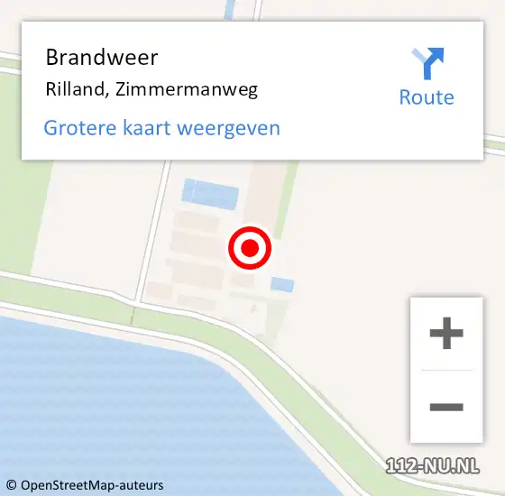 Locatie op kaart van de 112 melding: Brandweer Rilland, Zimmermanweg op 22 januari 2024 19:15