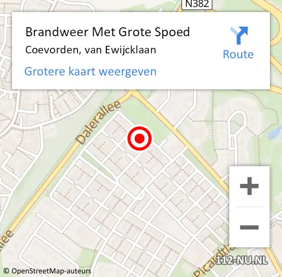 Locatie op kaart van de 112 melding: Brandweer Met Grote Spoed Naar Coevorden, van Ewijcklaan op 22 januari 2024 19:20