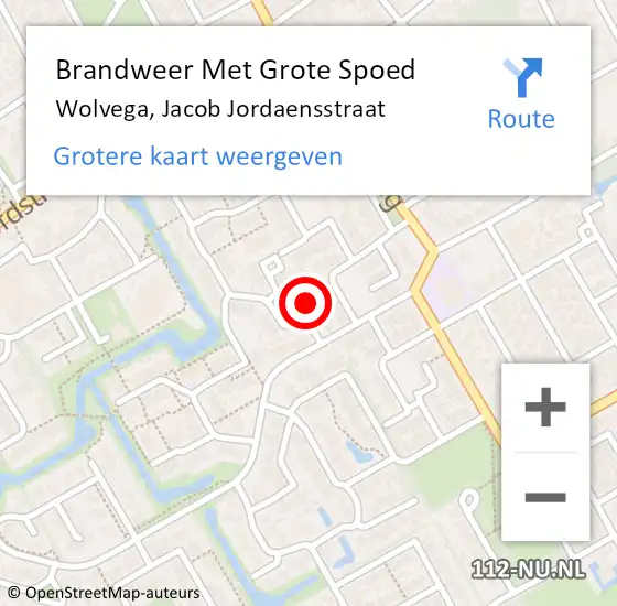 Locatie op kaart van de 112 melding: Brandweer Met Grote Spoed Naar Wolvega, Jacob Jordaensstraat op 22 januari 2024 19:34