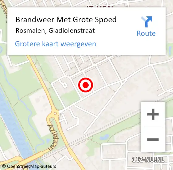 Locatie op kaart van de 112 melding: Brandweer Met Grote Spoed Naar Rosmalen, Gladiolenstraat op 22 januari 2024 19:35