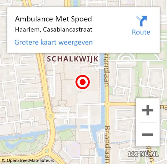 Locatie op kaart van de 112 melding: Ambulance Met Spoed Naar Haarlem, Casablancastraat op 22 januari 2024 19:44