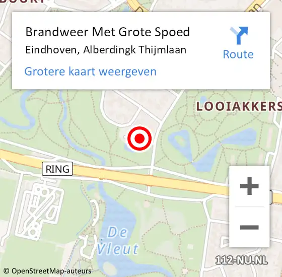 Locatie op kaart van de 112 melding: Brandweer Met Grote Spoed Naar Eindhoven, Alberdingk Thijmlaan op 22 januari 2024 20:22