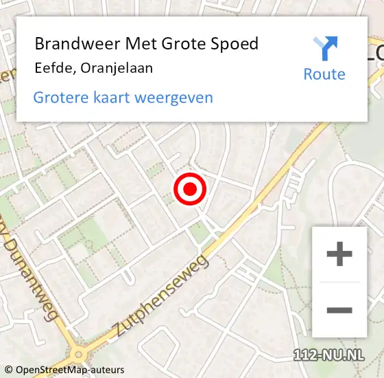 Locatie op kaart van de 112 melding: Brandweer Met Grote Spoed Naar Eefde, Oranjelaan op 22 januari 2024 20:30