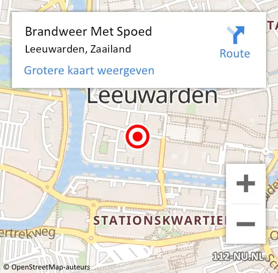 Locatie op kaart van de 112 melding: Brandweer Met Spoed Naar Leeuwarden, Zaailand op 22 januari 2024 20:35