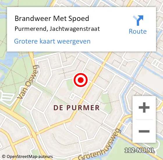 Locatie op kaart van de 112 melding: Brandweer Met Spoed Naar Purmerend, Jachtwagenstraat op 22 januari 2024 20:43