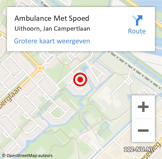 Locatie op kaart van de 112 melding: Ambulance Met Spoed Naar Uithoorn, Jan Campertlaan op 22 januari 2024 20:44