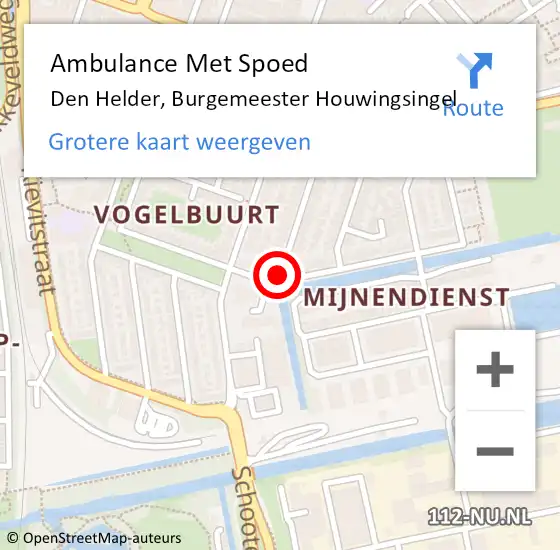 Locatie op kaart van de 112 melding: Ambulance Met Spoed Naar Den Helder, Burgemeester Houwingsingel op 22 januari 2024 21:05