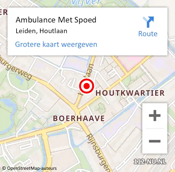 Locatie op kaart van de 112 melding: Ambulance Met Spoed Naar Leiden, Houtlaan op 22 januari 2024 21:10