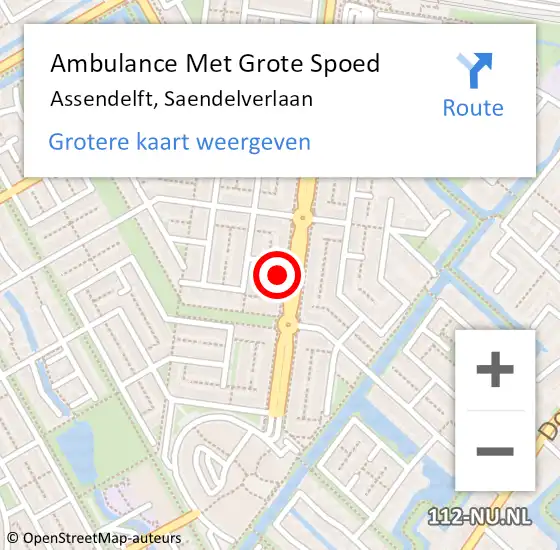 Locatie op kaart van de 112 melding: Ambulance Met Grote Spoed Naar Assendelft, Saendelverlaan op 22 januari 2024 21:26