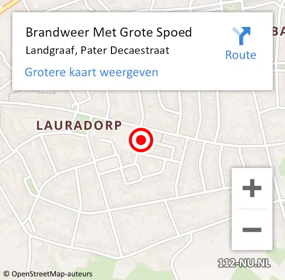 Locatie op kaart van de 112 melding: Brandweer Met Grote Spoed Naar Landgraaf, Pater Decaestraat op 22 januari 2024 21:47