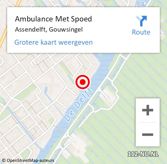 Locatie op kaart van de 112 melding: Ambulance Met Spoed Naar Assendelft, Gouwsingel op 22 januari 2024 22:06