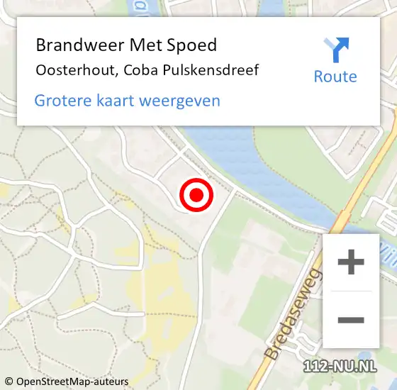 Locatie op kaart van de 112 melding: Brandweer Met Spoed Naar Oosterhout, Coba Pulskensdreef op 22 januari 2024 22:10