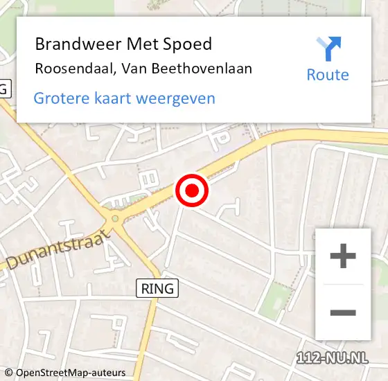 Locatie op kaart van de 112 melding: Brandweer Met Spoed Naar Roosendaal, Van Beethovenlaan op 22 januari 2024 22:23