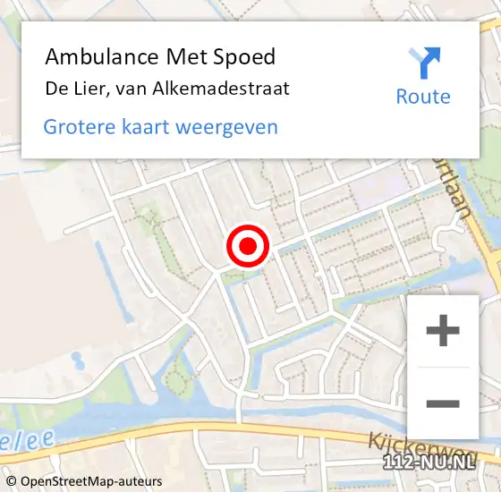 Locatie op kaart van de 112 melding: Ambulance Met Spoed Naar De Lier, van Alkemadestraat op 22 januari 2024 22:25