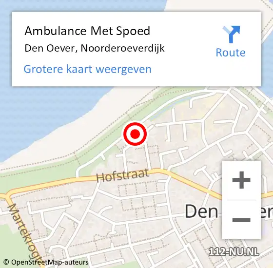 Locatie op kaart van de 112 melding: Ambulance Met Spoed Naar Den Oever, Noorderoeverdijk op 22 januari 2024 22:28