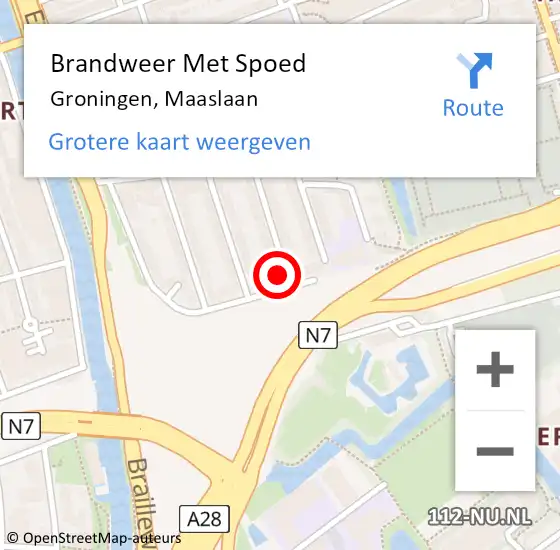 Locatie op kaart van de 112 melding: Brandweer Met Spoed Naar Groningen, Maaslaan op 22 januari 2024 22:29