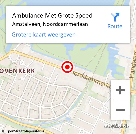 Locatie op kaart van de 112 melding: Ambulance Met Grote Spoed Naar Amstelveen, Noorddammerlaan op 22 januari 2024 23:47