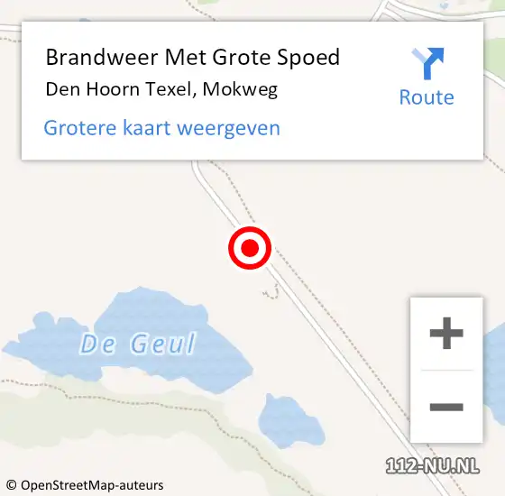 Locatie op kaart van de 112 melding: Brandweer Met Grote Spoed Naar Den Hoorn Texel, Mokweg op 23 september 2014 08:23