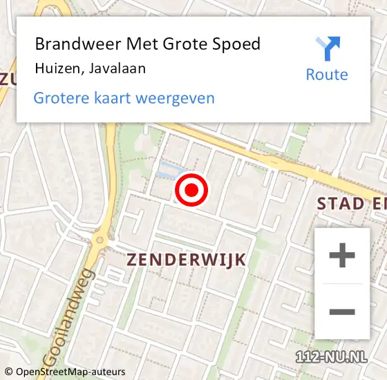 Locatie op kaart van de 112 melding: Brandweer Met Grote Spoed Naar Huizen, Javalaan op 23 januari 2024 00:05