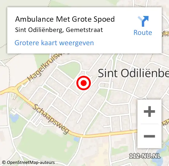 Locatie op kaart van de 112 melding: Ambulance Met Grote Spoed Naar Sint Odiliënberg, Gemetstraat op 23 januari 2024 00:51