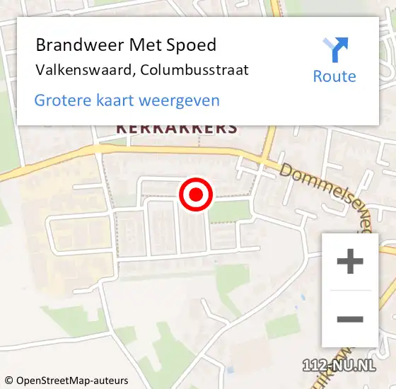 Locatie op kaart van de 112 melding: Brandweer Met Spoed Naar Valkenswaard, Columbusstraat op 23 januari 2024 00:57