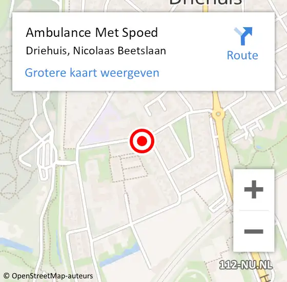 Locatie op kaart van de 112 melding: Ambulance Met Spoed Naar Driehuis, Nicolaas Beetslaan op 23 januari 2024 01:06