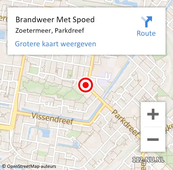 Locatie op kaart van de 112 melding: Brandweer Met Spoed Naar Zoetermeer, Parkdreef op 23 januari 2024 01:07