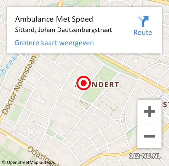 Locatie op kaart van de 112 melding: Ambulance Met Spoed Naar Sittard, Johan Dautzenbergstraat op 23 september 2014 08:27