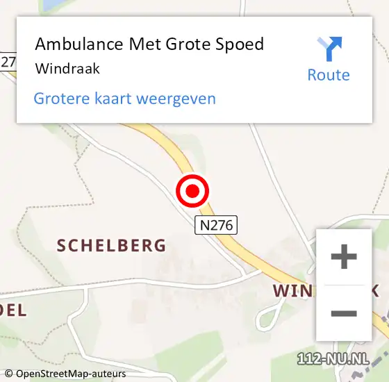Locatie op kaart van de 112 melding: Ambulance Met Grote Spoed Naar Windraak op 23 september 2014 08:27