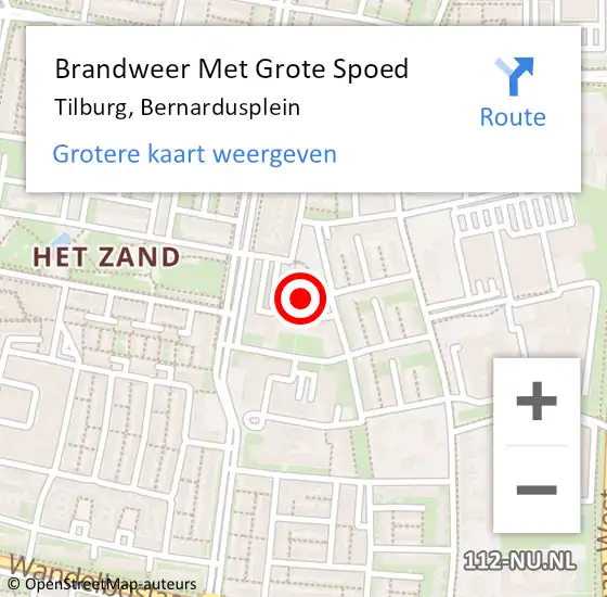 Locatie op kaart van de 112 melding: Brandweer Met Grote Spoed Naar Tilburg, Bernardusplein op 23 januari 2024 02:43