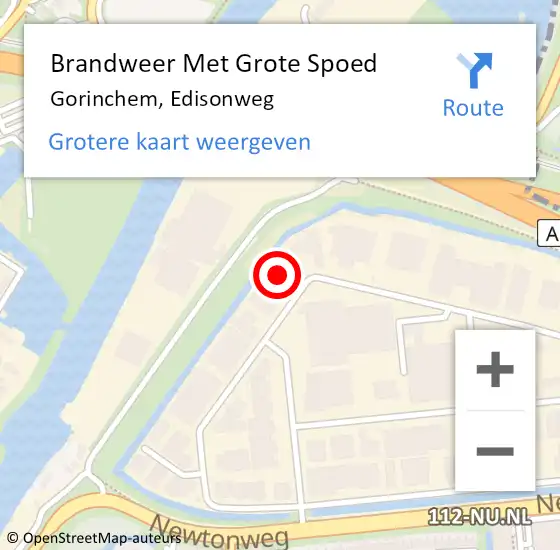 Locatie op kaart van de 112 melding: Brandweer Met Grote Spoed Naar Gorinchem, Edisonweg op 23 januari 2024 02:46