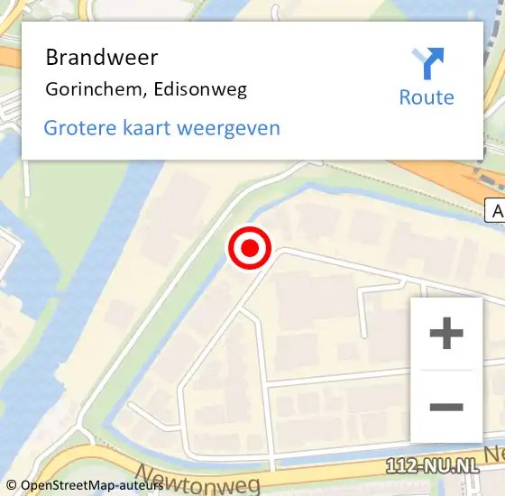 Locatie op kaart van de 112 melding: Brandweer Gorinchem, Edisonweg op 23 januari 2024 03:08