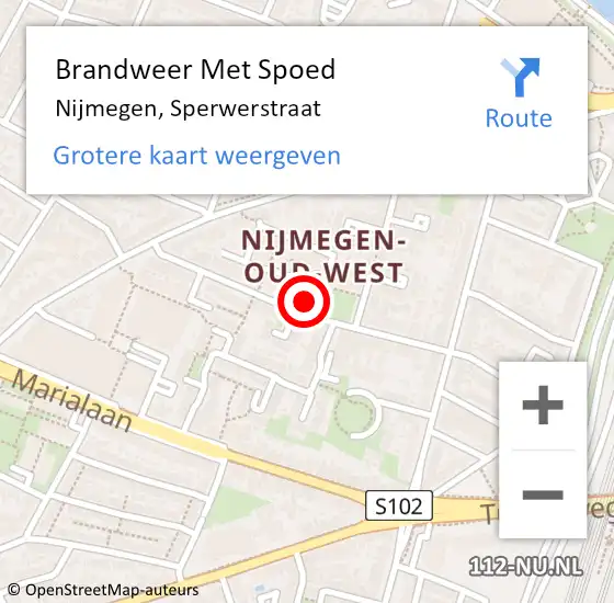 Locatie op kaart van de 112 melding: Brandweer Met Spoed Naar Nijmegen, Sperwerstraat op 23 januari 2024 03:22