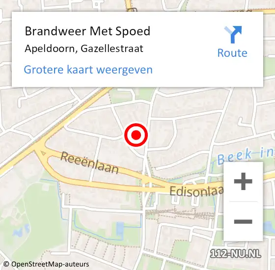 Locatie op kaart van de 112 melding: Brandweer Met Spoed Naar Apeldoorn, Gazellestraat op 23 januari 2024 03:37