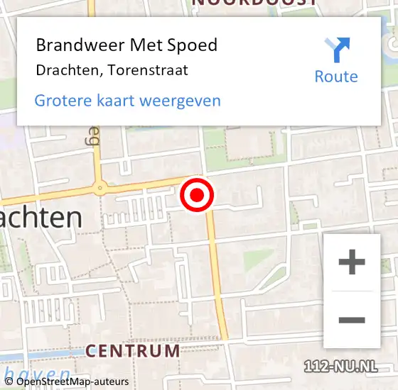 Locatie op kaart van de 112 melding: Brandweer Met Spoed Naar Drachten, Torenstraat op 23 januari 2024 03:37