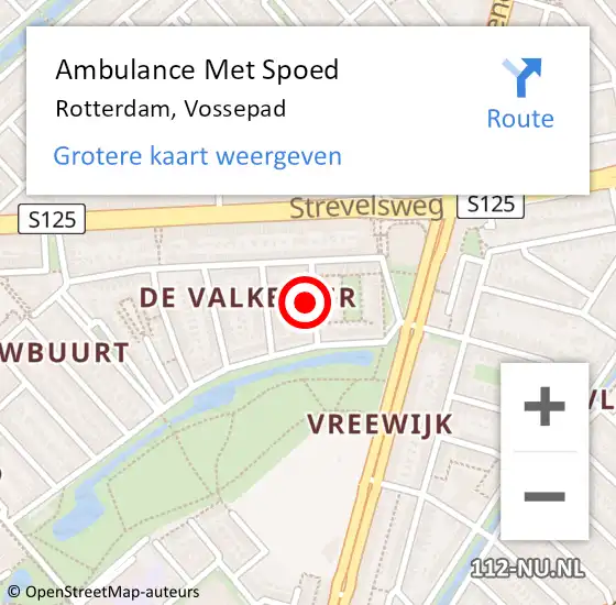 Locatie op kaart van de 112 melding: Ambulance Met Spoed Naar Rotterdam, Vossepad op 23 januari 2024 03:45