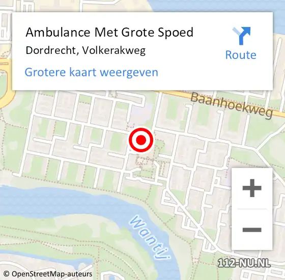 Locatie op kaart van de 112 melding: Ambulance Met Grote Spoed Naar Dordrecht, Volkerakweg op 23 januari 2024 04:36