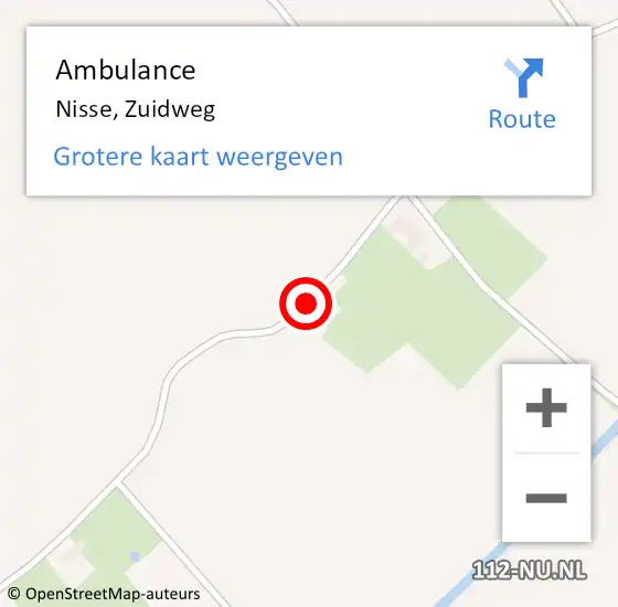 Locatie op kaart van de 112 melding: Ambulance Nisse, Zuidweg op 23 september 2014 08:31