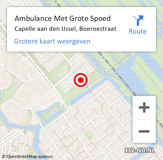 Locatie op kaart van de 112 melding: Ambulance Met Grote Spoed Naar Capelle aan den IJssel, Boeroestraat op 23 januari 2024 04:48