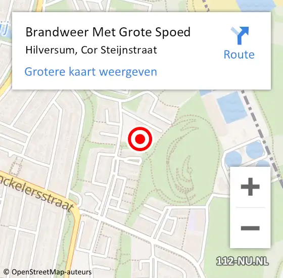 Locatie op kaart van de 112 melding: Brandweer Met Grote Spoed Naar Hilversum, Cor Steijnstraat op 23 januari 2024 05:17